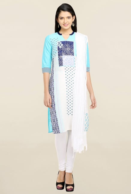 Aurelia Off White & Blue Printed Kurta Aurelia Off White & Blue Printed Kurta
