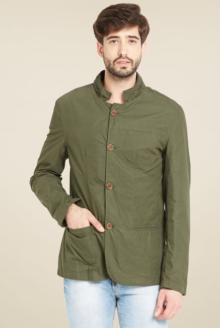 Globus Olive Mandarin Collar Jacket Globus Olive Mandarin Collar Jacket
