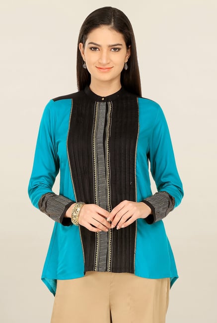 W Teal Printed Top W Teal Printed Top
