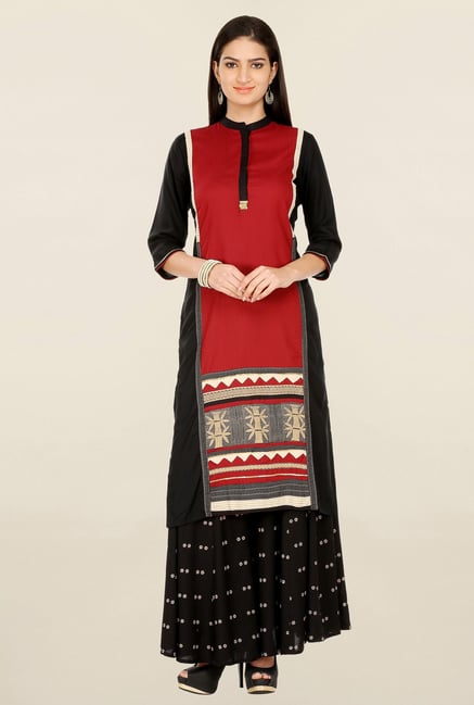 W Red & Black Printed Kurta W Red & Black Printed Kurta
