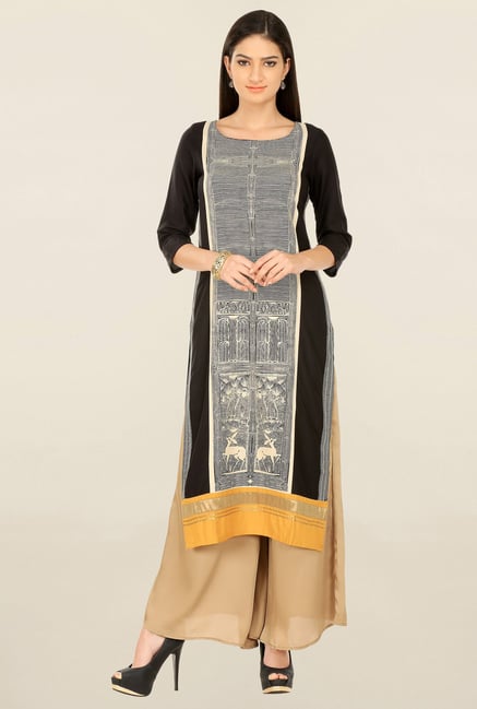 W Off White & Black Printed Kurta W Off White & Black Printed Kurta