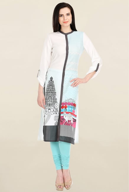 W White & Blue Printed Kurta W White & Blue Printed Kurta