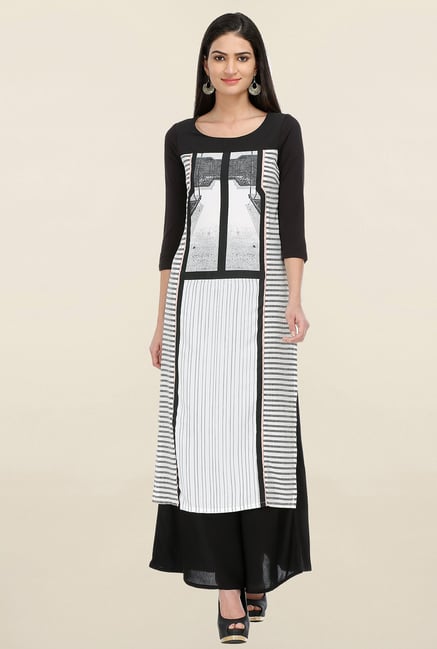 W Off White & Black Printed Kurta W Off White & Black Printed Kurta