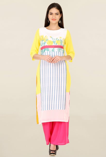 W White & Yellow Printed Kurta W White & Yellow Printed Kurta