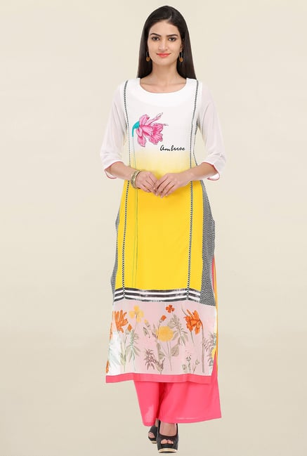 W White & Yellow Printed Kurta W White & Yellow Printed Kurta