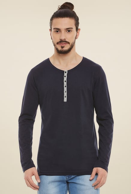 Rigo Black Slim Fit Henley T-Shirt Rigo Black Slim Fit Henley T-Shirt