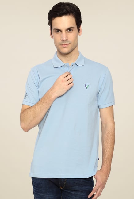 Allen Solly Steel Blue Cotton Polo T-Shirt Allen Solly Steel Blue Cotton Polo T-Shirt
