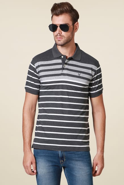 Allen Solly Dark Grey Regular Fit Polo Cotton T-Shirt Allen Solly Dark Grey Regular Fit Polo Cotton T-Shirt