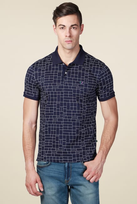 Allen Solly Navy Regular Fit Cotton Printed T-Shirt Allen Solly Navy Regular Fit Cotton Printed T-Shirt