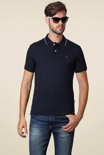 Allen Solly Navy Regular Fit Solid T-Shirt Allen Solly Navy Regular Fit Solid T-Shirt