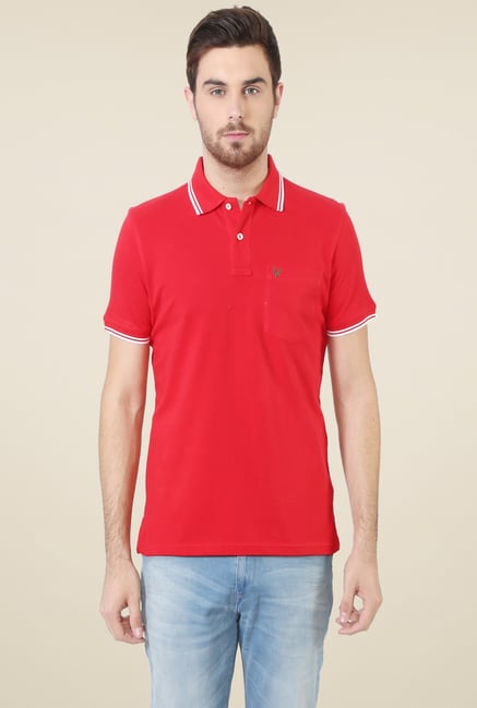 Allen Solly Red Cotton Regular Fit Polo T-Shirt Allen Solly Red Cotton Regular Fit Polo T-Shirt