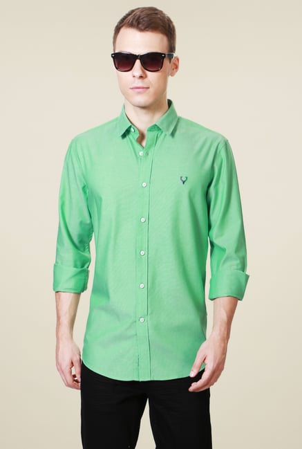 Allen Solly Green Full Sleeves Slim Fit Shirt Allen Solly Green Full Sleeves Slim Fit Shirt