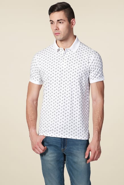 Allen Solly White Printed Cotton T-Shirt Allen Solly White Printed Cotton T-Shirt