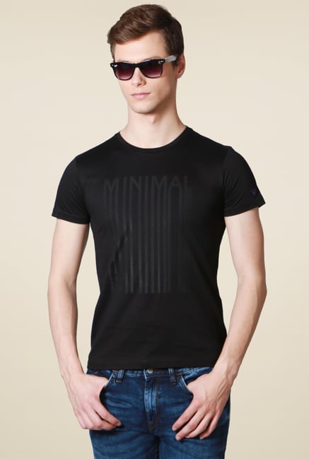 Allen Solly Black Printed Regular Fit T-Shirt Allen Solly Black Printed Regular Fit T-Shirt