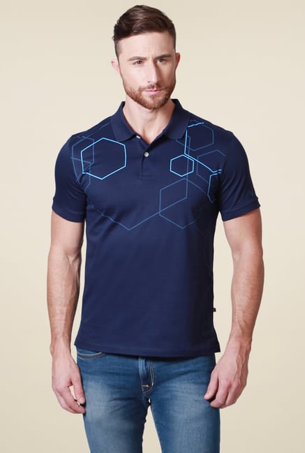 Allen Solly Navy Regular Fit Printed Cotton T-Shirt Allen Solly Navy Regular Fit Printed Cotton T-Shirt