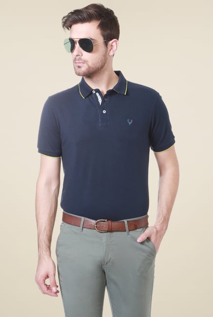 Allen Solly Navy Regular Fit Cotton Polo T-Shirt Allen Solly Navy Regular Fit Cotton Polo T-Shirt