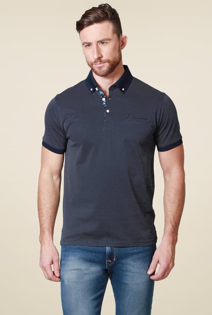 Allen Solly Navy Regular Fit Printed Polo T-Shirt Allen Solly Navy Regular Fit Printed Polo T-Shirt