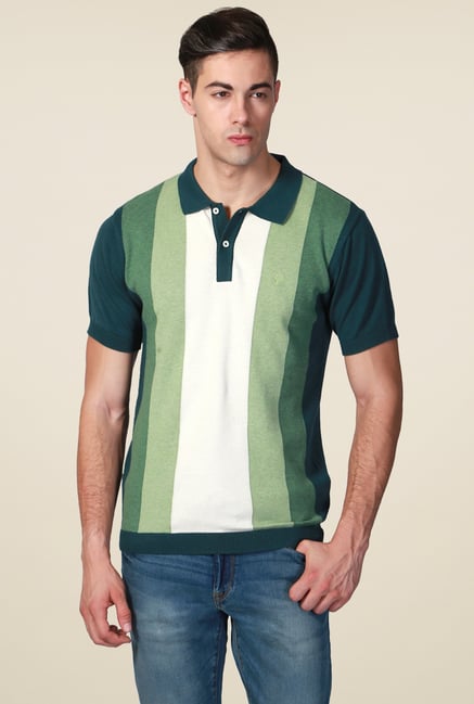 Allen Solly Dark Green Striped T-Shirt Allen Solly Dark Green Striped T-Shirt