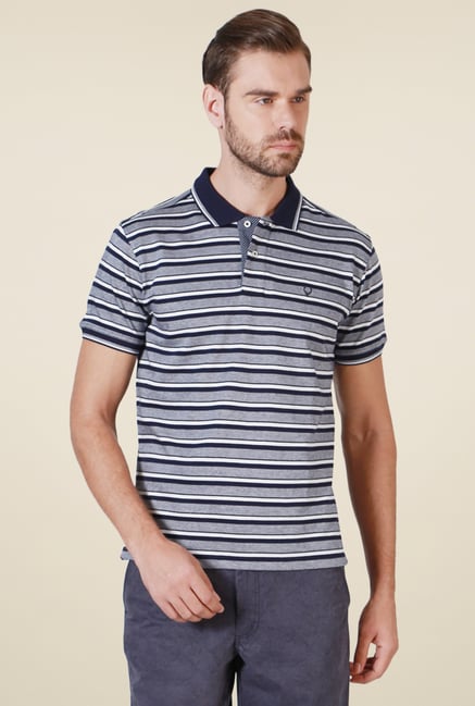 Allen Solly Grey Half Sleeves Striped T-Shirt Allen Solly Grey Half Sleeves Striped T-Shirt