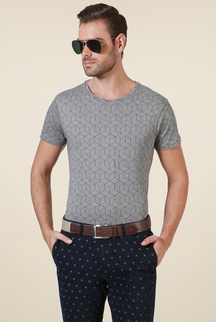 Allen Solly Grey Slim Fit Crew Neck T-Shirt Allen Solly Grey Slim Fit Crew Neck T-Shirt
