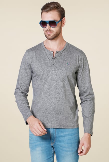 Allen Solly Grey Henley T-Shirt Allen Solly Grey Henley T-Shirt