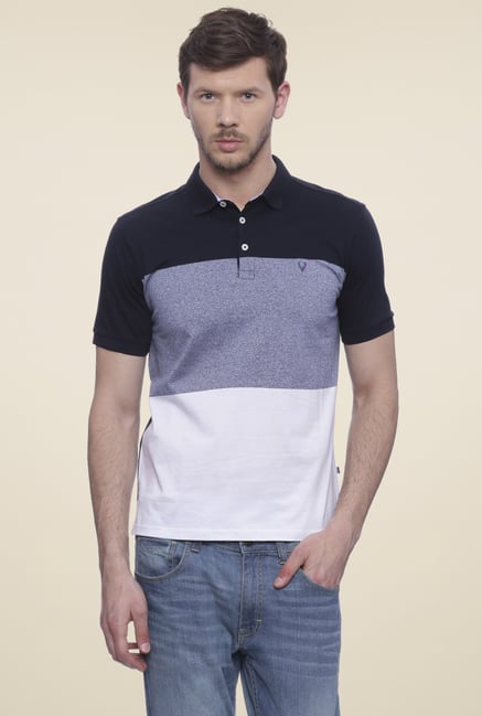 Allen Solly Navy Striped Cotton T-Shirt Allen Solly Navy Striped Cotton T-Shirt
