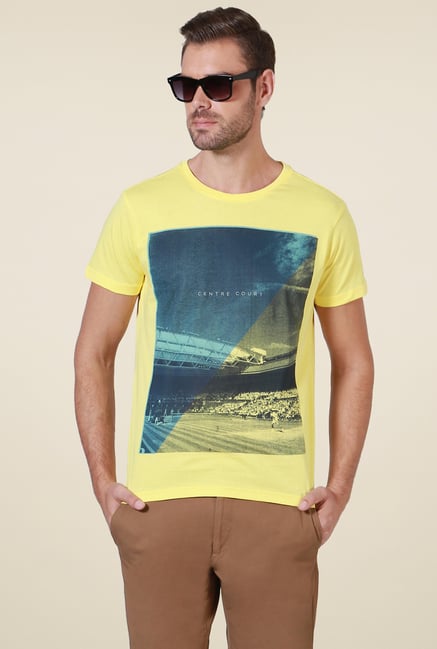 Allen Solly Yellow Crew Neck Cotton T-Shirt Allen Solly Yellow Crew Neck Cotton T-Shirt