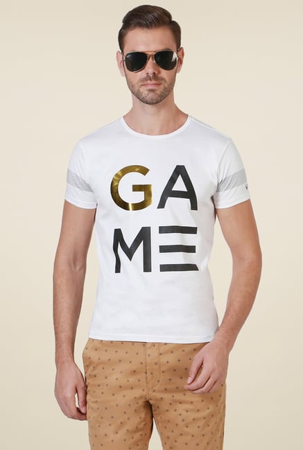 Allen Solly White Crew Neck Printed T-Shirt Allen Solly White Crew Neck Printed T-Shirt