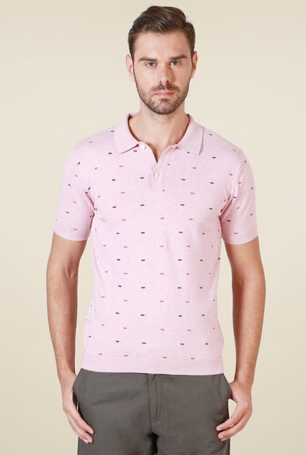 Allen Solly Pink Printed Polo T-Shirt Allen Solly Pink Printed Polo T-Shirt