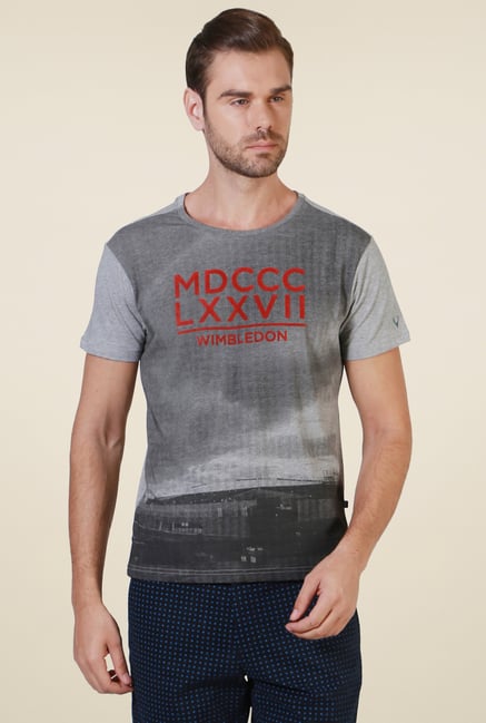 Allen Solly Grey Slim Fit Cotton T-Shirt Allen Solly Grey Slim Fit Cotton T-Shirt