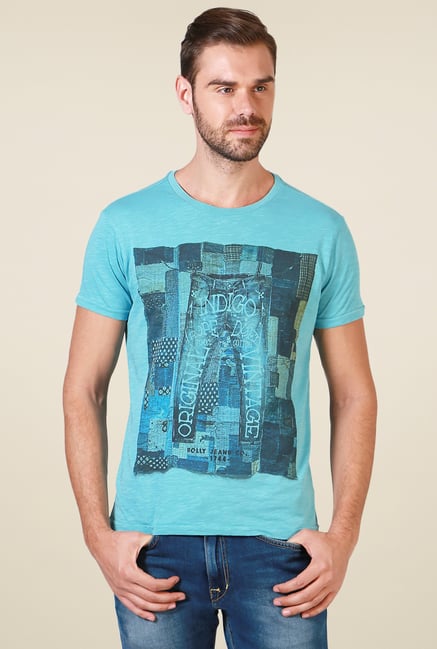 Allen Solly Light Blue Slim Fit T-Shirt Allen Solly Light Blue Slim Fit T-Shirt