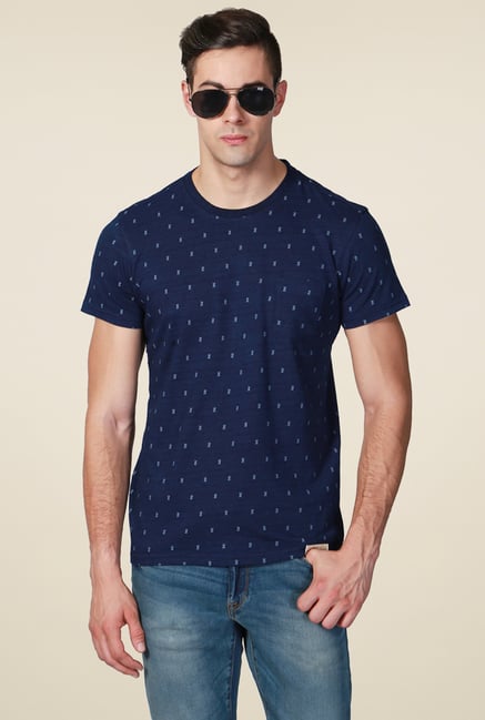 Allen Solly Navy Crew Neck Cotton T-Shirt Allen Solly Navy Crew Neck Cotton T-Shirt
