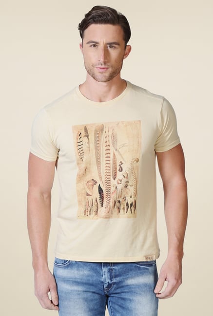Allen Solly Beige Crew Neck T-Shirt Allen Solly Beige Crew Neck T-Shirt