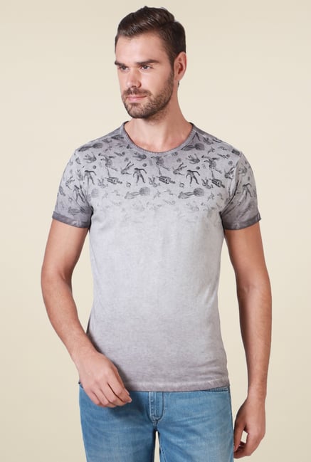 Allen Solly Grey Crew Neck Slim Fit Printed T-Shirt Allen Solly Grey Crew Neck Slim Fit Printed T-Shirt