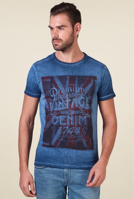 Allen Solly Dark Blue Slim Fit T-Shirt Allen Solly Dark Blue Slim Fit T-Shirt