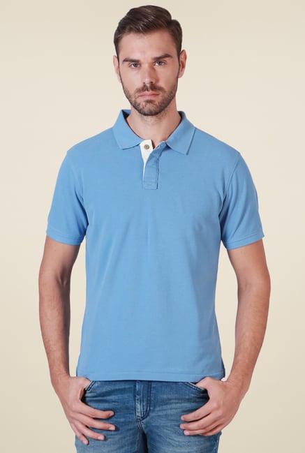 Allen Solly Light Blue Regular Fit Cotton Polo T-Shirt Allen Solly Light Blue Regular Fit Cotton Polo T-Shirt