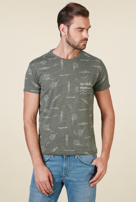 Allen Solly Sage Green Regular Fit T-Shirt Allen Solly Sage Green Regular Fit T-Shirt