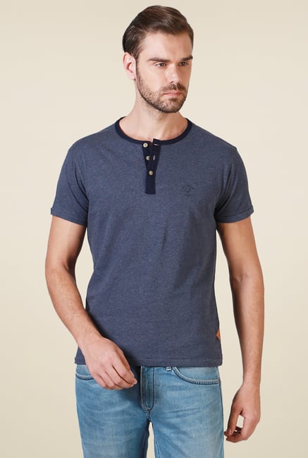 Allen Solly Dark Blue Regular Fit Henley T-Shirt Allen Solly Dark Blue Regular Fit Henley T-Shirt