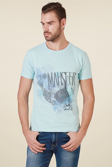Allen Solly Light Blue Crew Neck T-Shirt Allen Solly Light Blue Crew Neck T-Shirt
