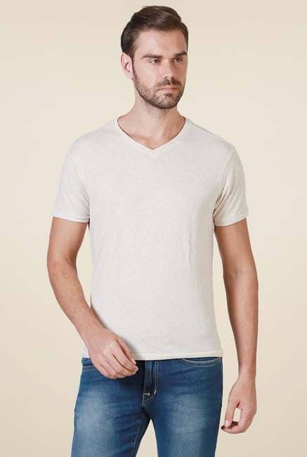 Allen Solly Beige Regular Fit T-Shirt Allen Solly Beige Regular Fit T-Shirt