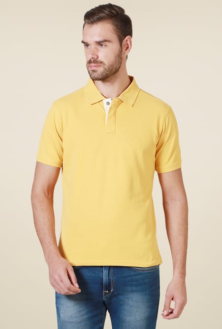 Allen Solly Yellow Regular Fit Cotton Polo T-Shirt Allen Solly Yellow Regular Fit Cotton Polo T-Shirt