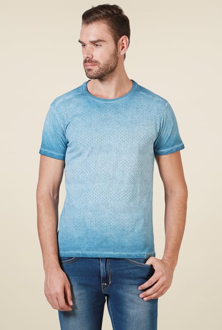 Allen Solly Blue Slim Fit Cotton T-Shirt Allen Solly Blue Slim Fit Cotton T-Shirt