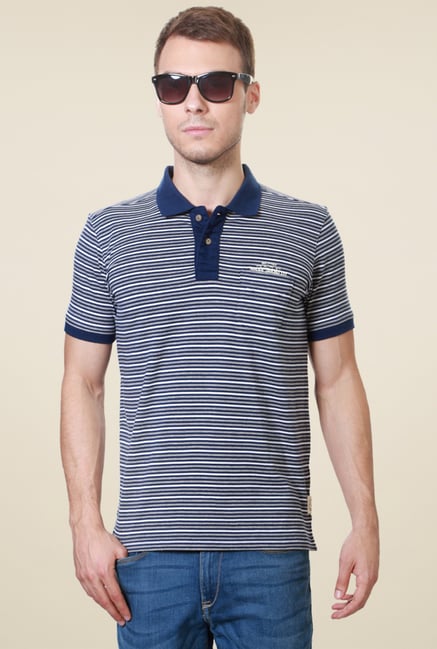 Allen Solly Navy Regular Fit Striped T-Shirt Allen Solly Navy Regular Fit Striped T-Shirt