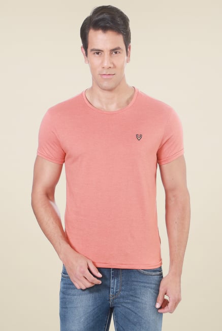 Allen Solly Peach Crew Neck Half Sleeves T-Shirt Allen Solly Peach Crew Neck Half Sleeves T-Shirt