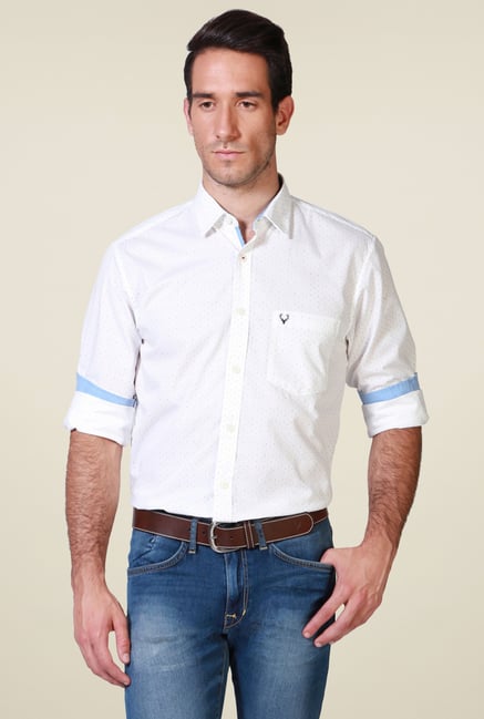 Allen Solly White Full Sleeves Cotton Shirt Allen Solly White Full Sleeves Cotton Shirt