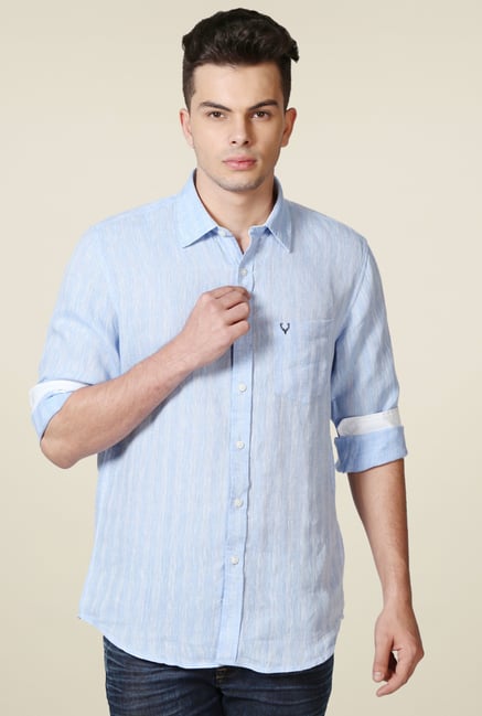 Allen Solly Blue Full Sleeves Slim Fit Self Shirt Allen Solly Blue Full Sleeves Slim Fit Self Shirt
