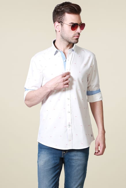 Allen Solly Off-White Full Sleeves Cotton Shirt Allen Solly Off-White Full Sleeves Cotton Shirt