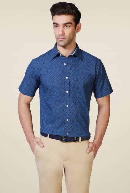 Allen Solly Dark Blue Half Sleeves Shirt Allen Solly Dark Blue Half Sleeves Shirt