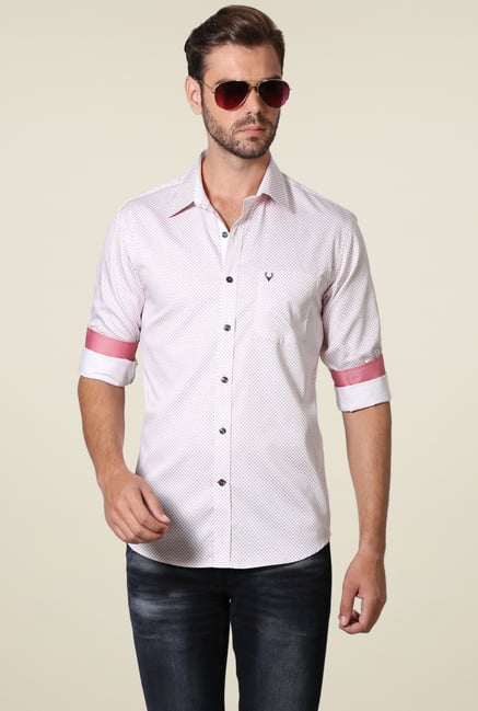 Allen Solly White & Mauve Printed Shirt Allen Solly White & Mauve Printed Shirt