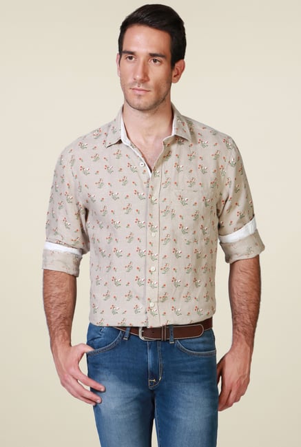 Allen Solly Beige Slim Fit Shirt Allen Solly Beige Slim Fit Shirt